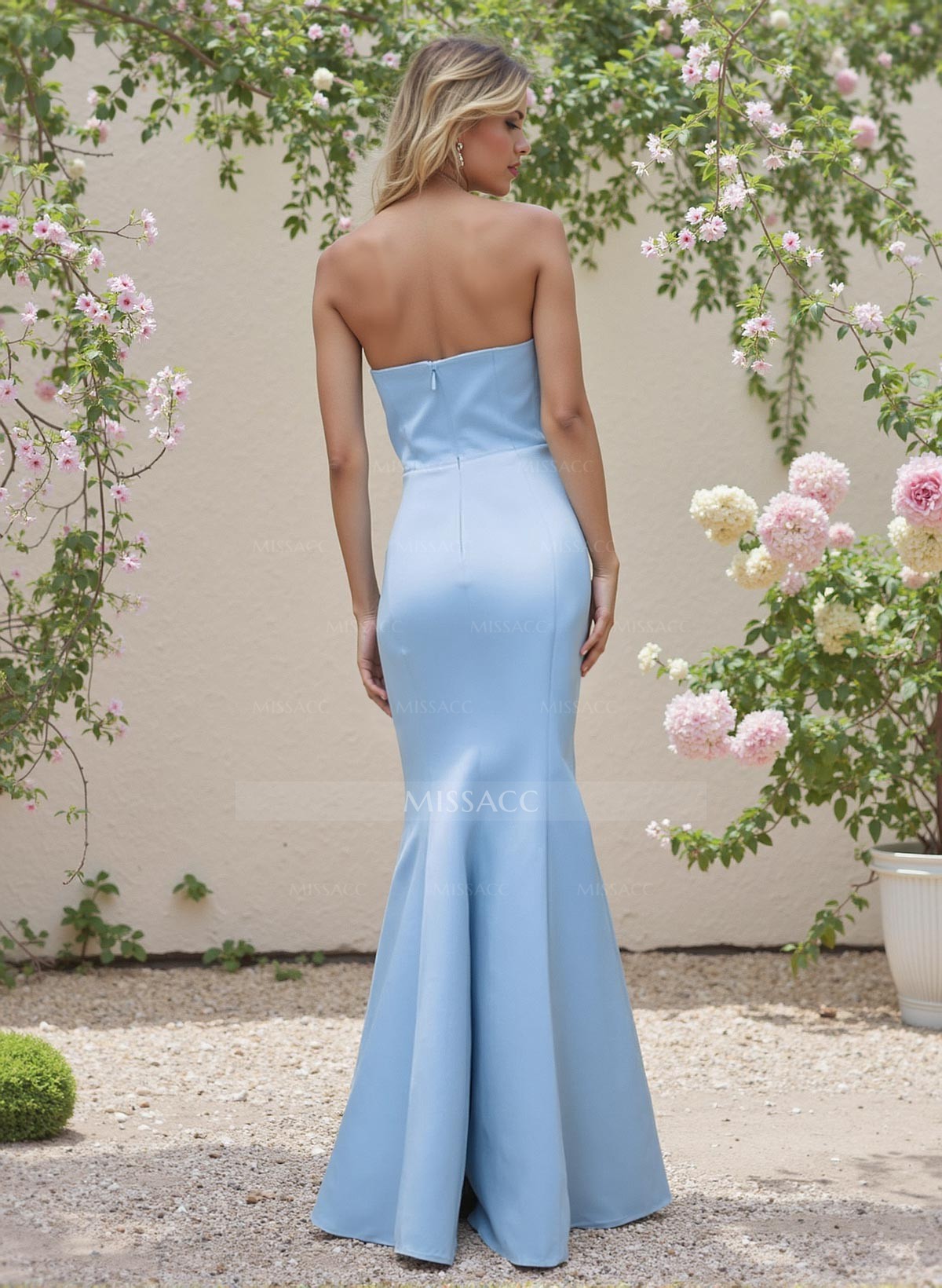 Trumpet/Mermaid Strapless Sleeveless Floor-Length Satin Bridesmaid Dresses