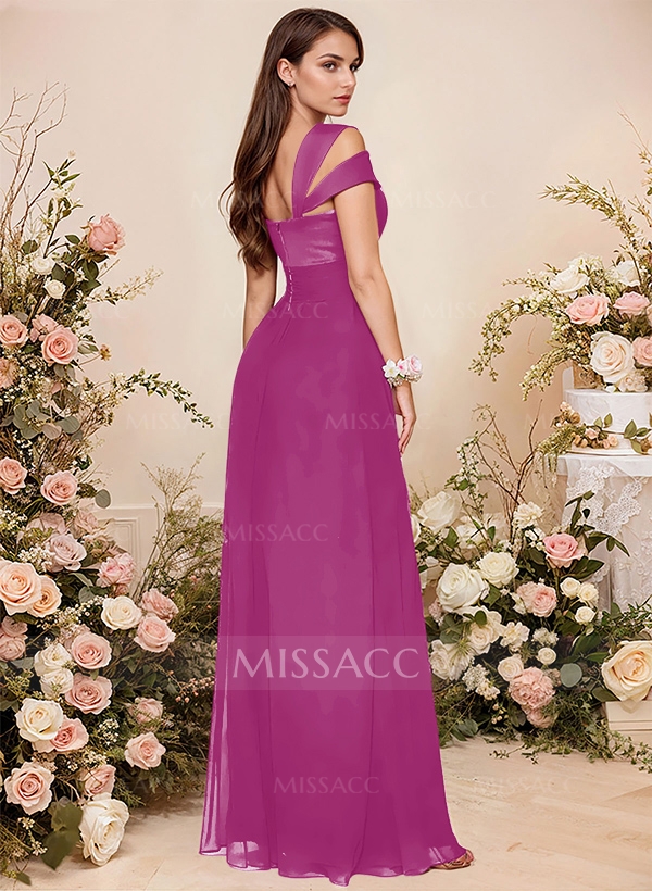V-Neck Sleeveless Floor-Length Chiffon Bridesmaid Dresses With Split Front