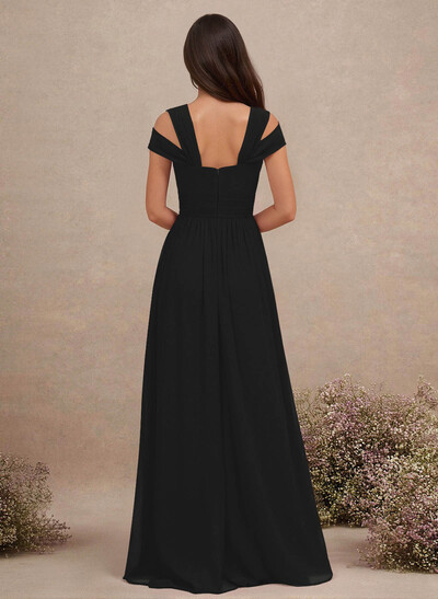 V-Neck Sleeveless Floor-Length Chiffon Bridesmaid Dresses With Split Front