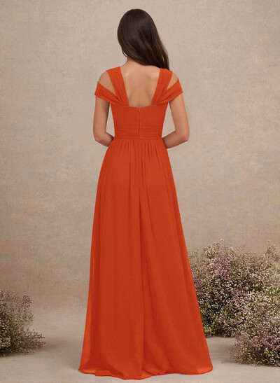 V-Neck Sleeveless Floor-Length Chiffon Bridesmaid Dresses With Split Front