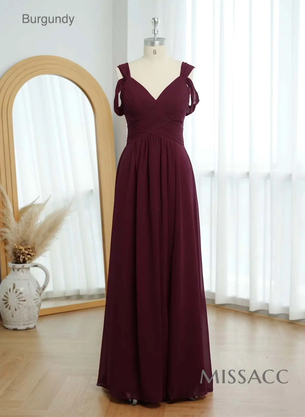 V-Neck Sleeveless Floor-Length Chiffon Bridesmaid Dresses With Split Front