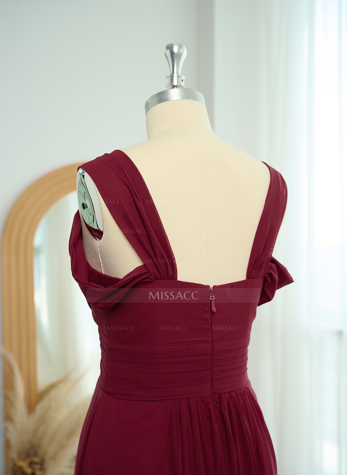 V-Neck Sleeveless Floor-Length Chiffon Bridesmaid Dresses With Split Front