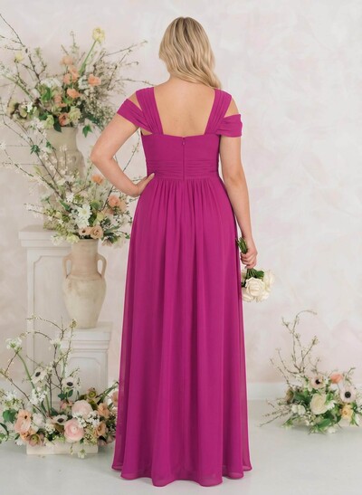 V-Neck Sleeveless Floor-Length Chiffon Bridesmaid Dresses With Split Front