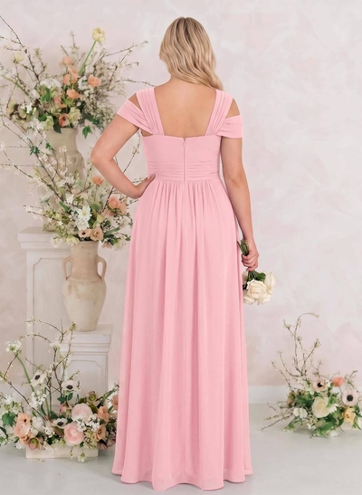 V-Neck Sleeveless Floor-Length Chiffon Bridesmaid Dresses With Split Front