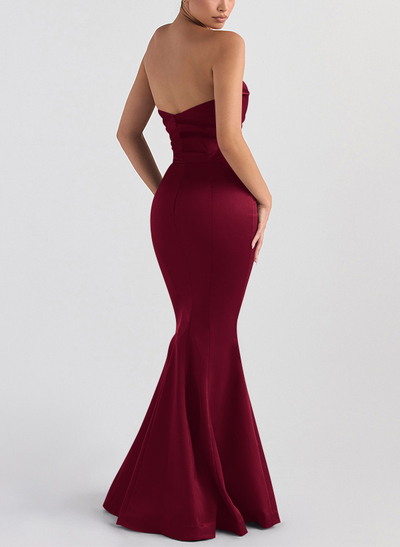 Trumpet/Mermaid V-Neck Sleeveless Floor-Length Matte Satin Bridesmaid Dresses