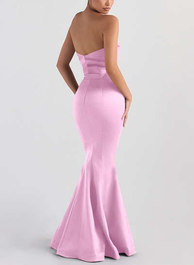 Trumpet/Mermaid V-Neck Sleeveless Floor-Length Matte Satin Bridesmaid Dresses