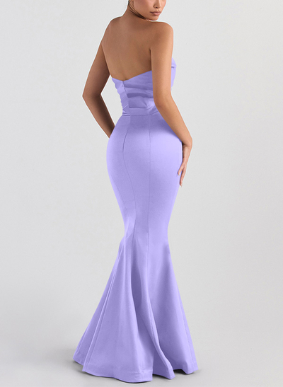Trumpet/Mermaid V-Neck Sleeveless Floor-Length Matte Satin Bridesmaid Dresses