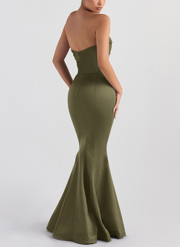 Trumpet/Mermaid V-Neck Sleeveless Floor-Length Matte Satin Bridesmaid Dresses Trumpet/Mermaid V-Neck Sleeveless Floor-Length Matte Satin Bridesmaid Dresses