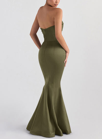 Trumpet/Mermaid V-Neck Sleeveless Floor-Length Matte Satin Bridesmaid Dresses