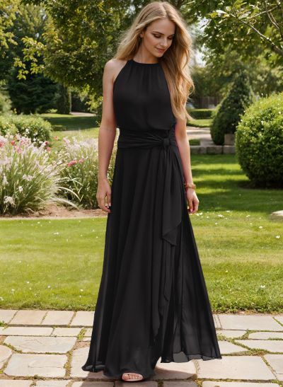 Long Chiffon A-Line Bridesmaid Dresses