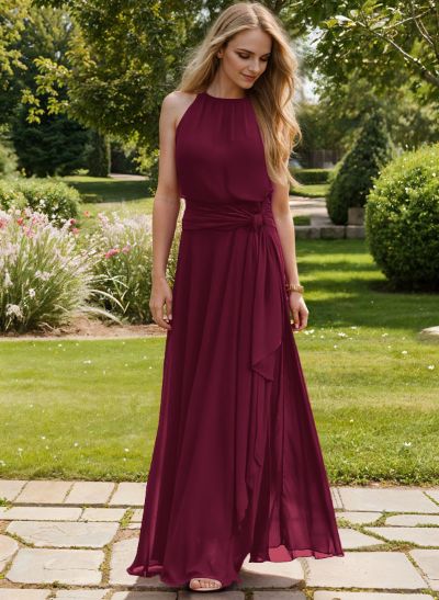 Long Chiffon A-Line Bridesmaid Dresses