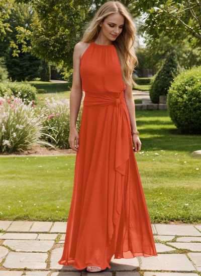 Long Chiffon A-Line Bridesmaid Dresses