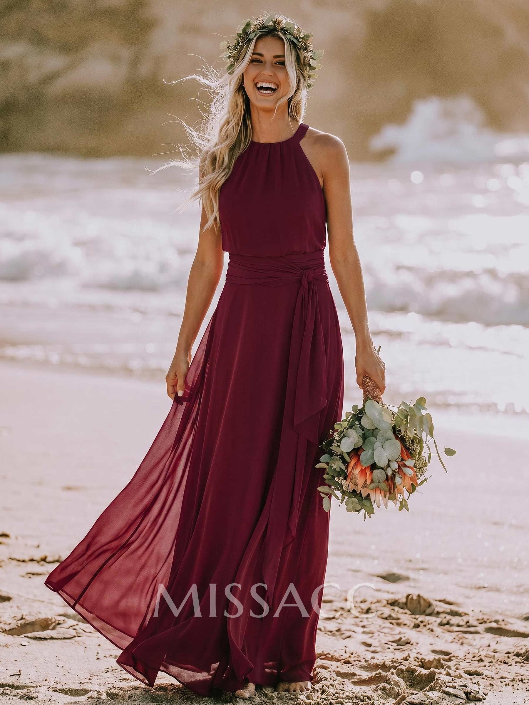 Long Chiffon A-Line Bridesmaid Dresses