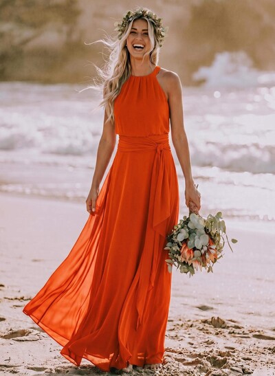 Long Chiffon A-Line Bridesmaid Dresses
