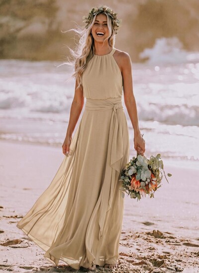Long Chiffon A-Line Bridesmaid Dresses