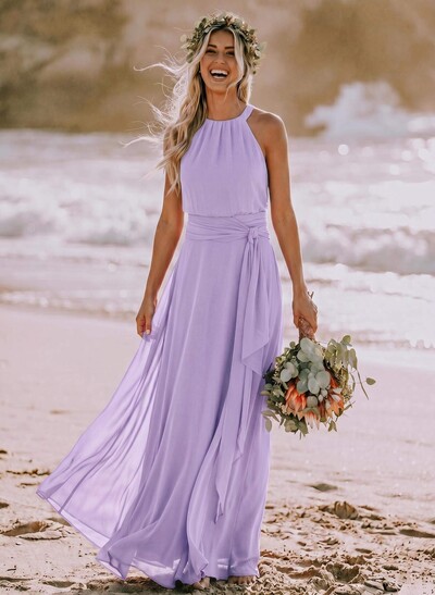 Long Chiffon A-Line Bridesmaid Dresses