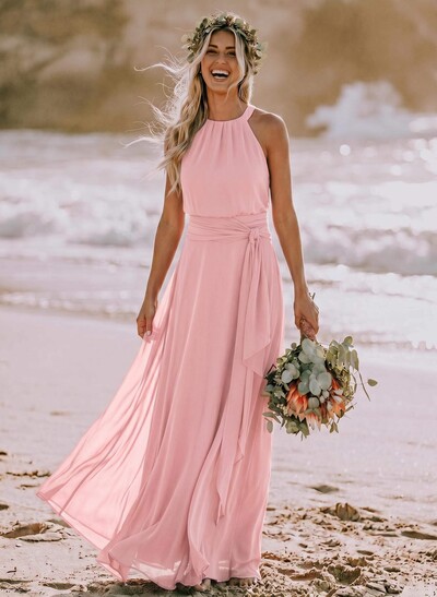 Long Chiffon A-Line Bridesmaid Dresses