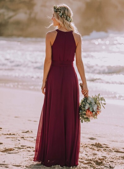 Long Chiffon A-Line Bridesmaid Dresses