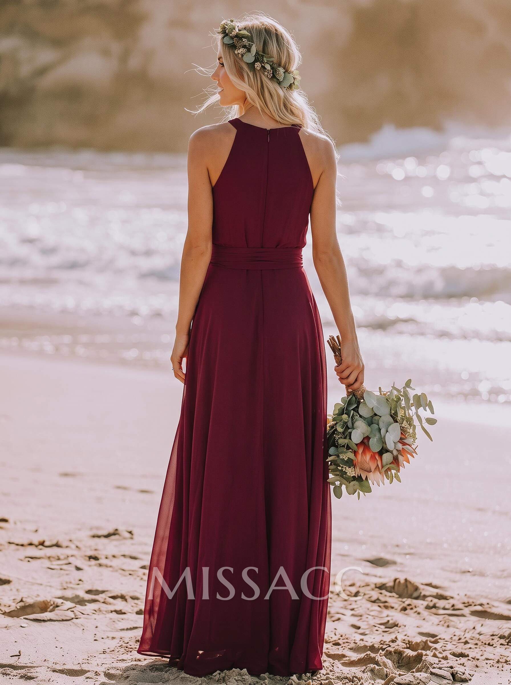 Long Chiffon A-Line Bridesmaid Dresses