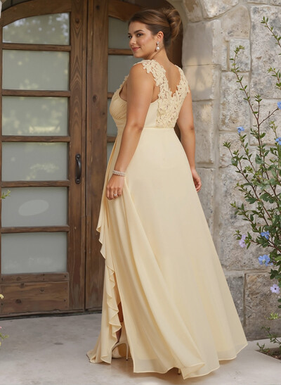 Sheath Sweetheart Sleeveless Floor-Length Chiffon Bridesmaid Dresses With Lace