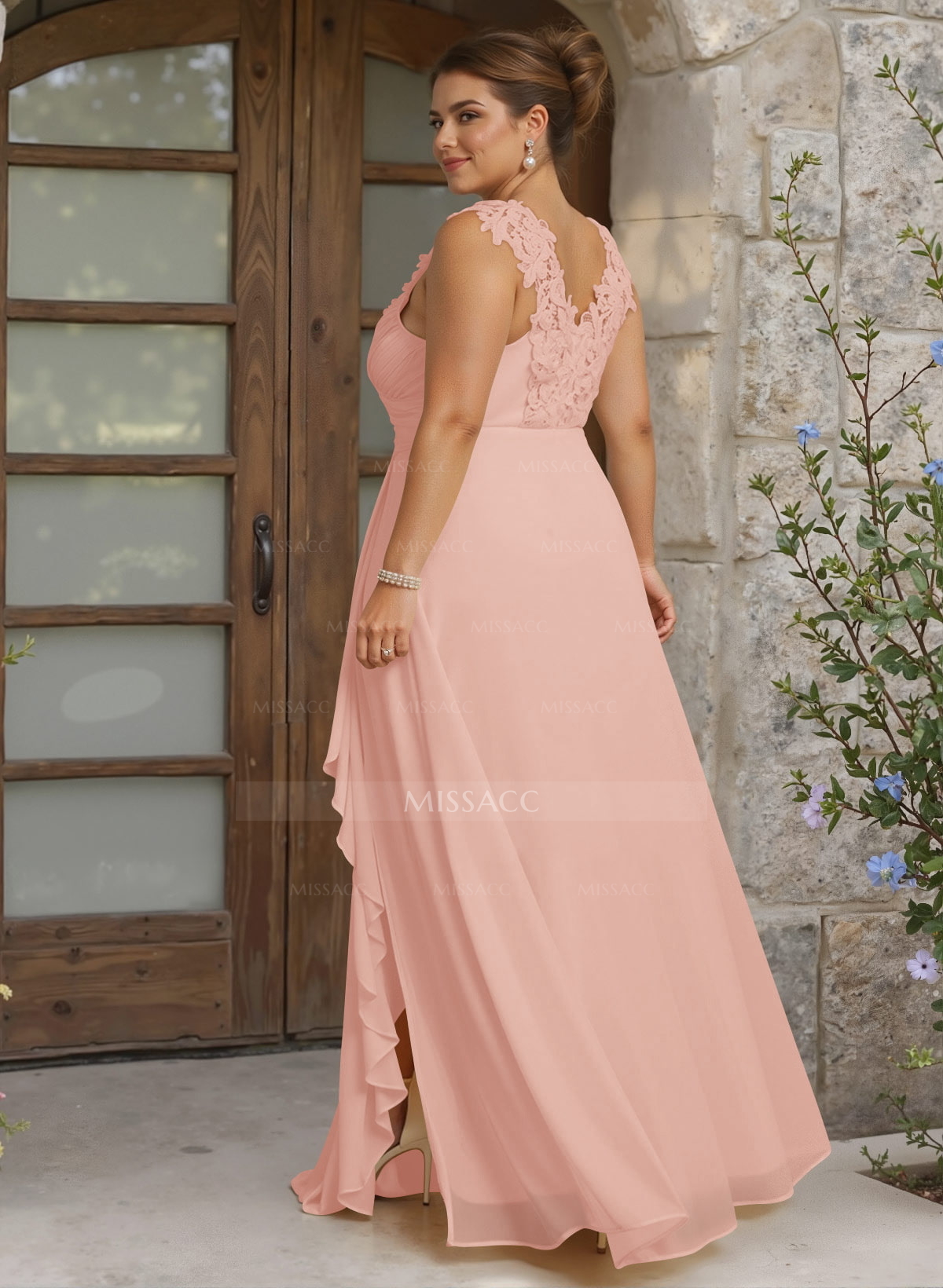 Sheath Sweetheart Sleeveless Floor-Length Chiffon Bridesmaid Dresses With Lace