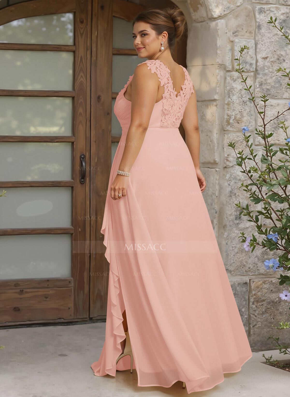 Sheath Sweetheart Sleeveless Floor-Length Chiffon Bridesmaid Dresses With Lace