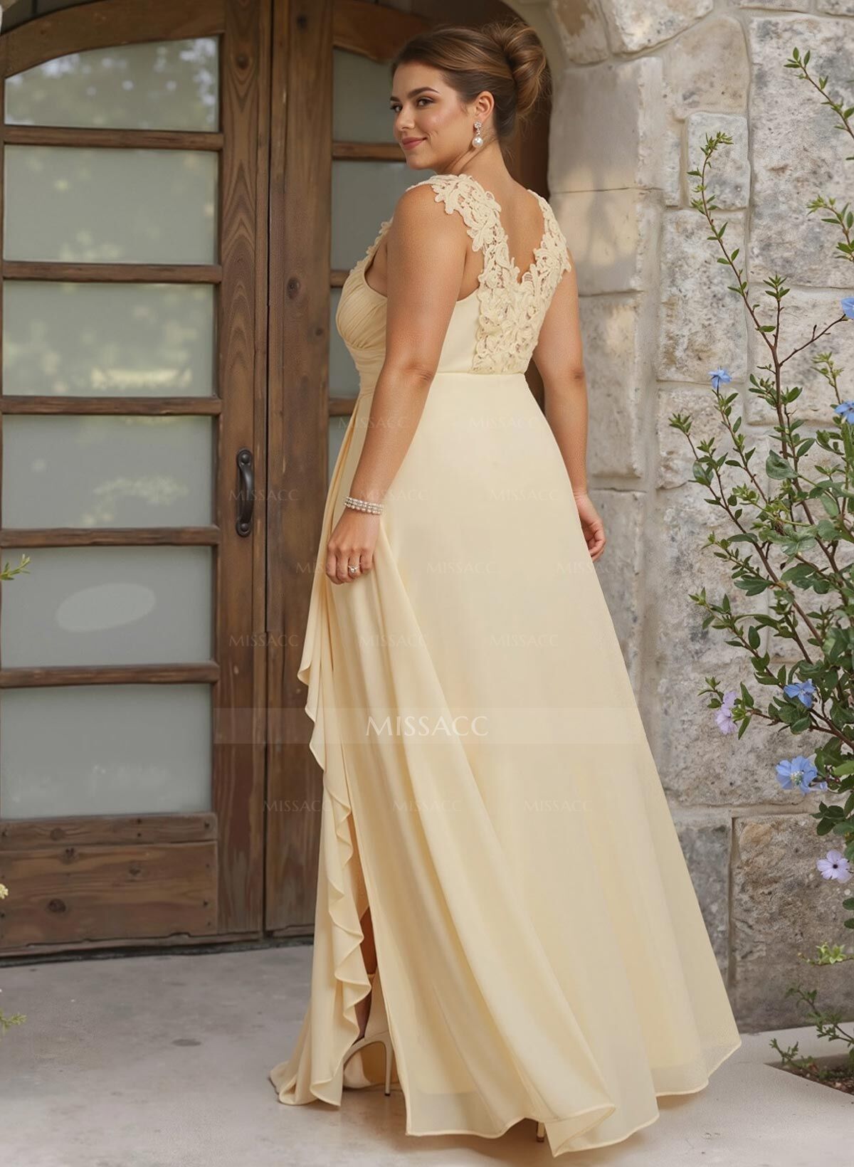 Sheath Sweetheart Sleeveless Floor-Length Chiffon Bridesmaid Dresses With Lace