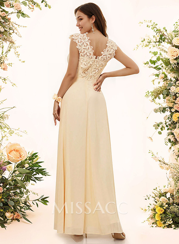 Sheath Sweetheart Sleeveless Floor-Length Chiffon Bridesmaid Dresses With Lace Sheath Sweetheart Sleeveless Floor-Length Chiffon Bridesmaid Dresses With Lace