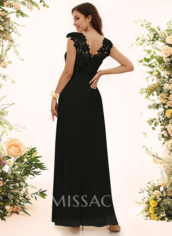 Sheath Sweetheart Sleeveless Floor-Length Chiffon Bridesmaid Dresses With Lace Sheath Sweetheart Sleeveless Floor-Length Chiffon Bridesmaid Dresses With Lace