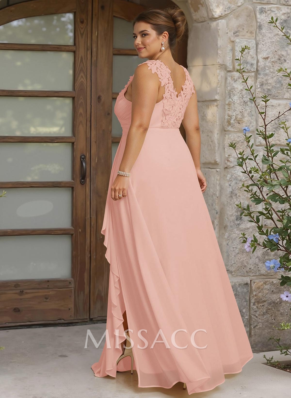 Sheath Sweetheart Sleeveless Floor-Length Chiffon Bridesmaid Dresses With Lace