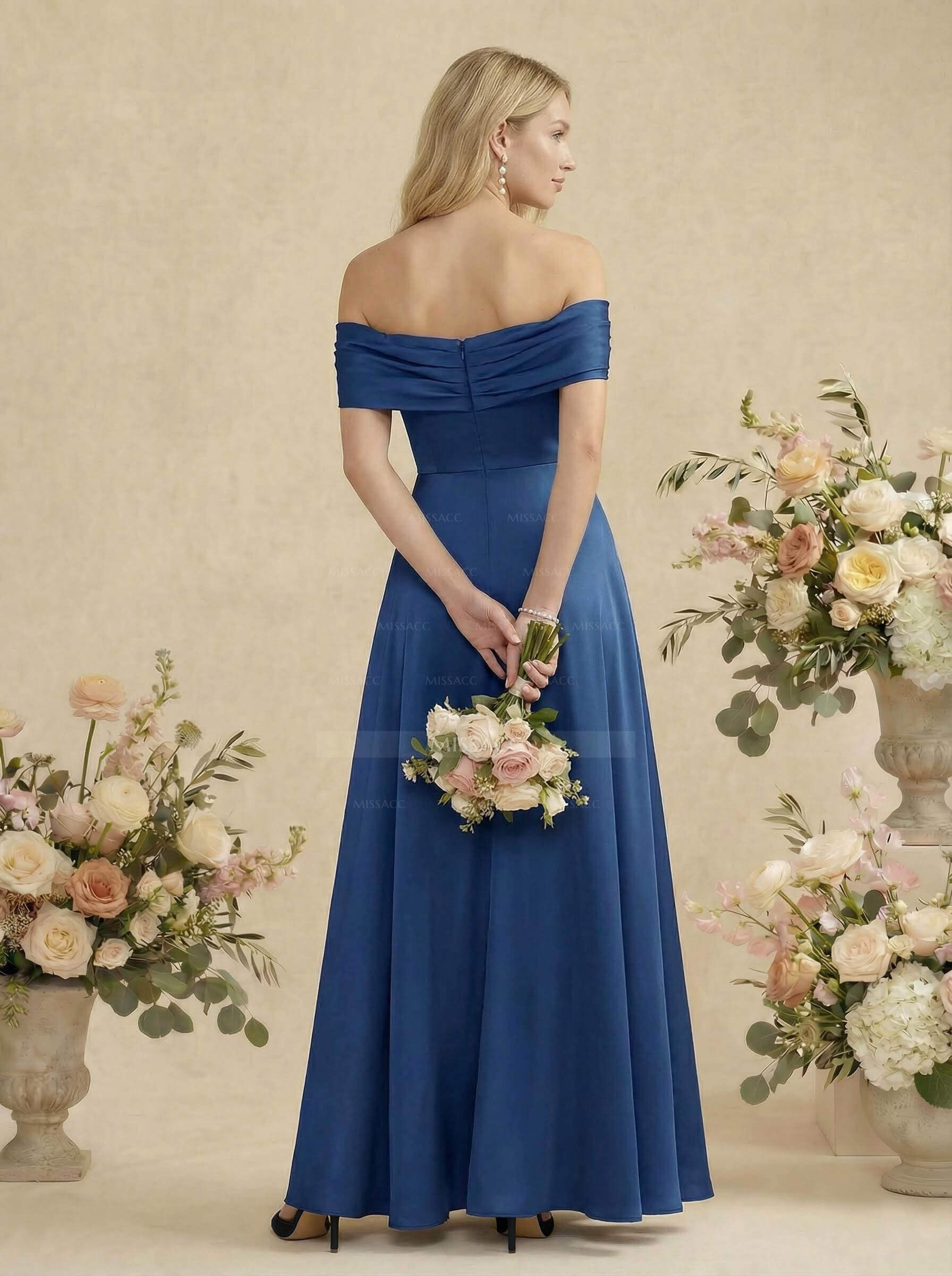 Off-The-Shoulder Sleeveless Floor-Length Bridesmaid Dresses With Bow(s)