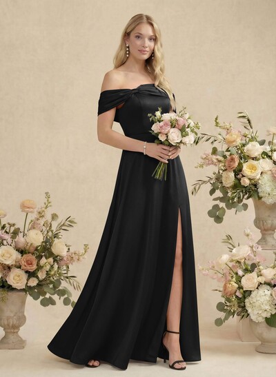 Off-The-Shoulder Sleeveless Floor-Length Bridesmaid Dresses With Bow(s)