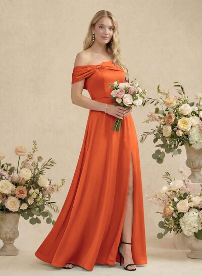 Off-The-Shoulder Sleeveless Floor-Length Bridesmaid Dresses With Bow(s)