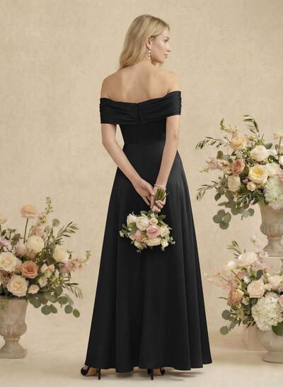 Off-The-Shoulder Sleeveless Floor-Length Bridesmaid Dresses With Bow(s)