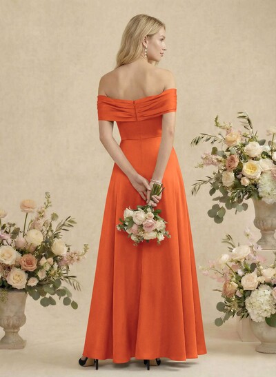 Off-The-Shoulder Sleeveless Floor-Length Bridesmaid Dresses With Bow(s)