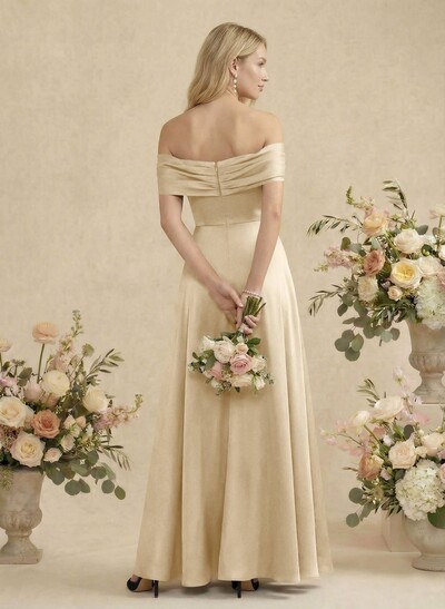 Off-The-Shoulder Sleeveless Floor-Length Bridesmaid Dresses With Bow(s)