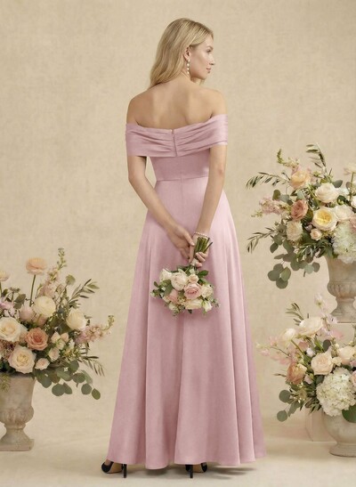 Off-The-Shoulder Sleeveless Floor-Length Bridesmaid Dresses With Bow(s)