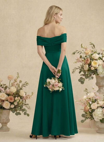 Off-The-Shoulder Sleeveless Floor-Length Bridesmaid Dresses With Bow(s)