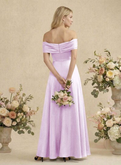 Off-The-Shoulder Sleeveless Floor-Length Bridesmaid Dresses With Bow(s)