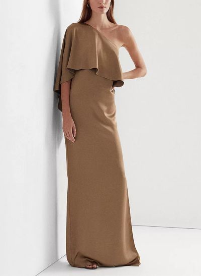 Sheath/Column One-Shoulder Sleeveless Satin Evening Dresses
