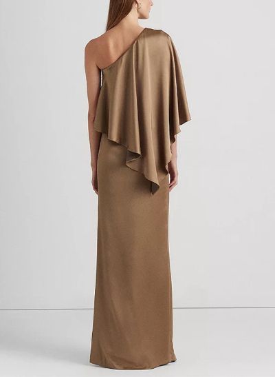 Sheath/Column One-Shoulder Sleeveless Satin Evening Dresses