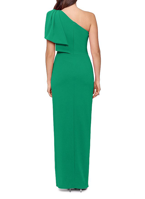 Sheath/Column One-Shoulder Jersey Evening Dresses With Split Front/Bow(s)