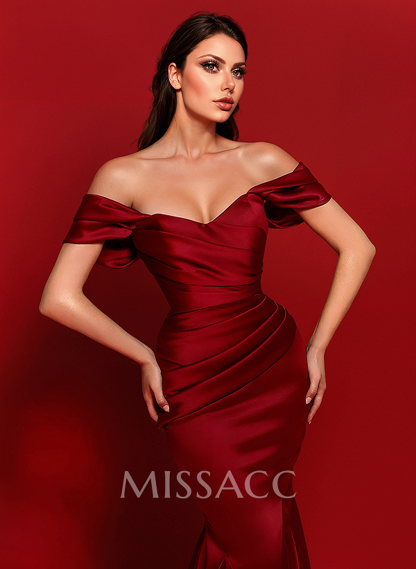 Off-The-Shoulder Trumpet/Mermaid Satin Evening Dresses