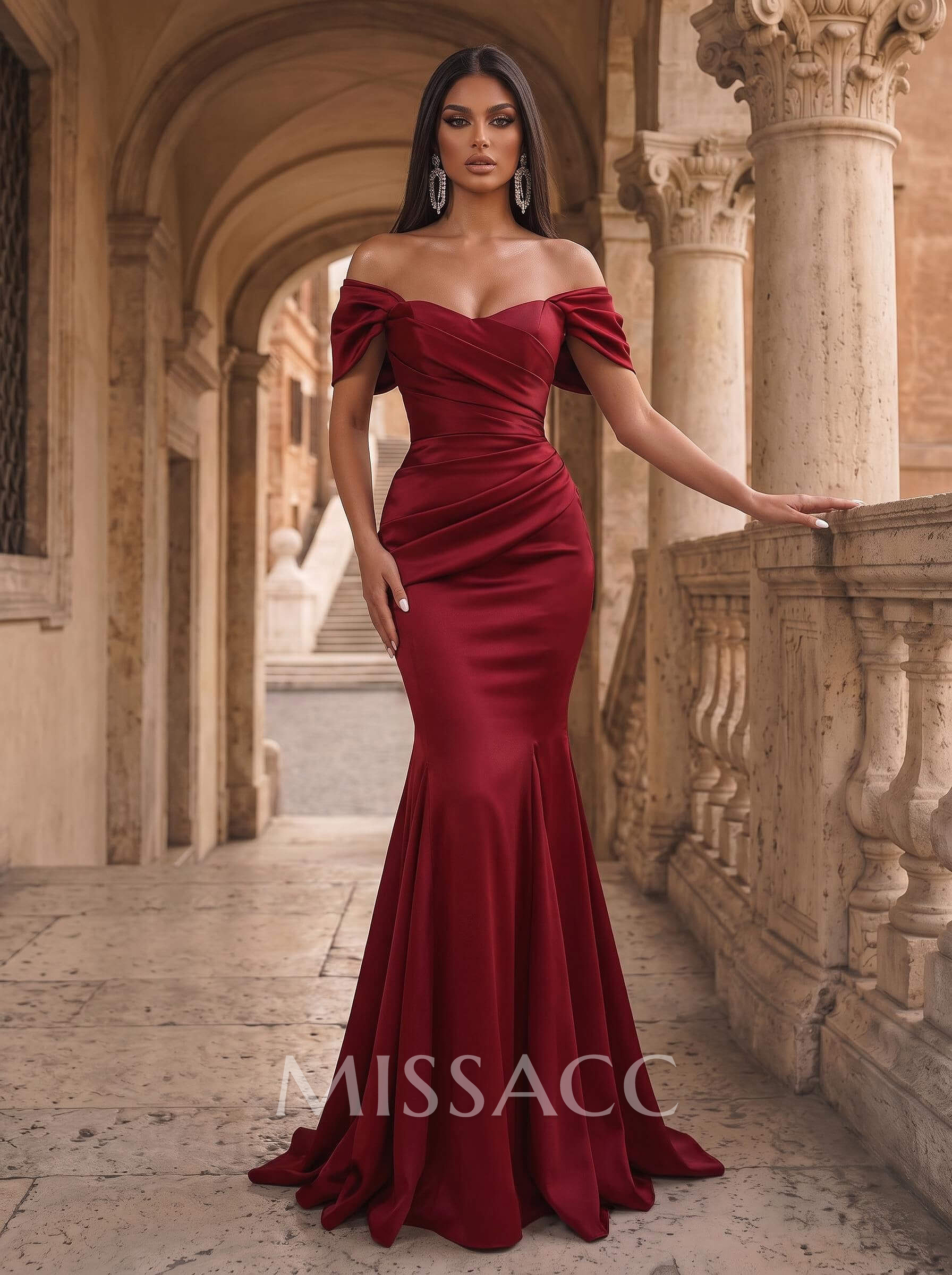 Off-The-Shoulder Trumpet/Mermaid Satin Evening Dresses
