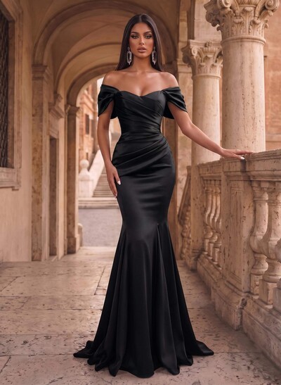 Off-The-Shoulder Trumpet/Mermaid Satin Evening Dresses