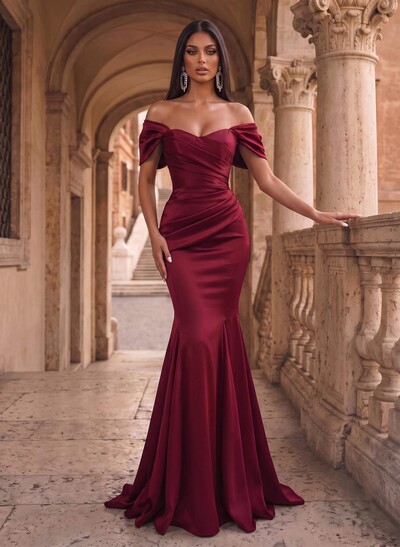 Off-The-Shoulder Trumpet/Mermaid Satin Evening Dresses