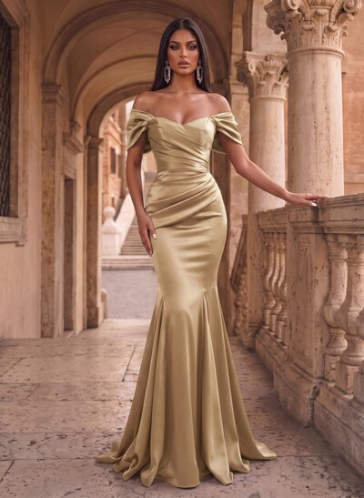 Off-The-Shoulder Trumpet/Mermaid Satin Evening Dresses