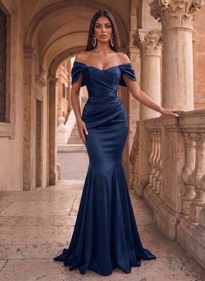 Off-The-Shoulder Trumpet/Mermaid Satin Evening Dresses