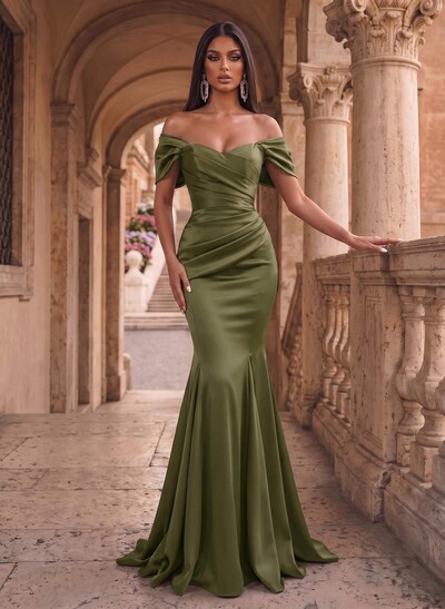 Off-The-Shoulder Trumpet/Mermaid Satin Evening Dresses