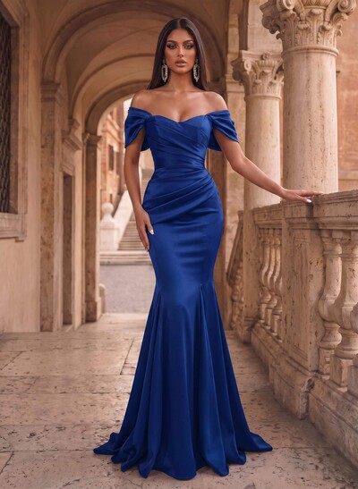 Off-The-Shoulder Trumpet/Mermaid Satin Evening Dresses